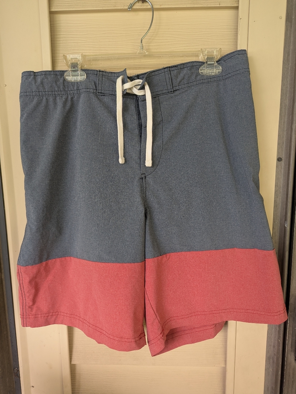 H & M men's Two-Tone Blue and Red Swim Trunks